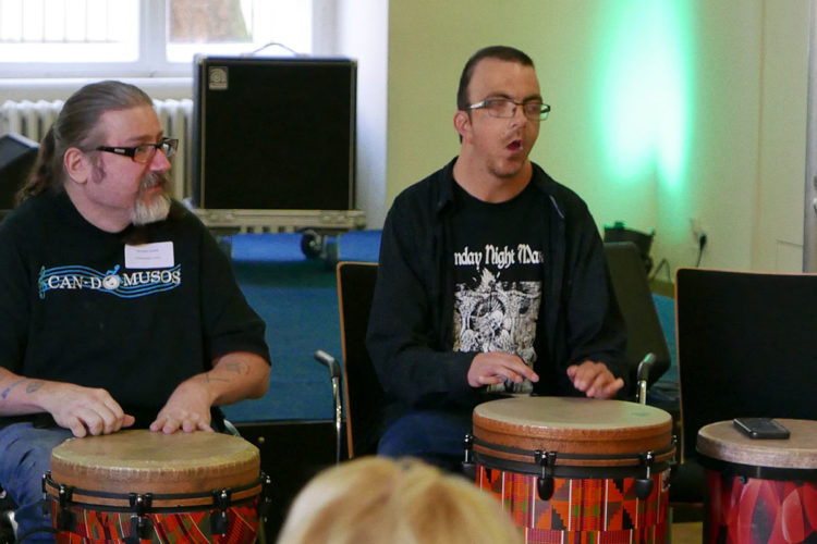Andrew Hewitt and Josh Hogan leading the drumming circle